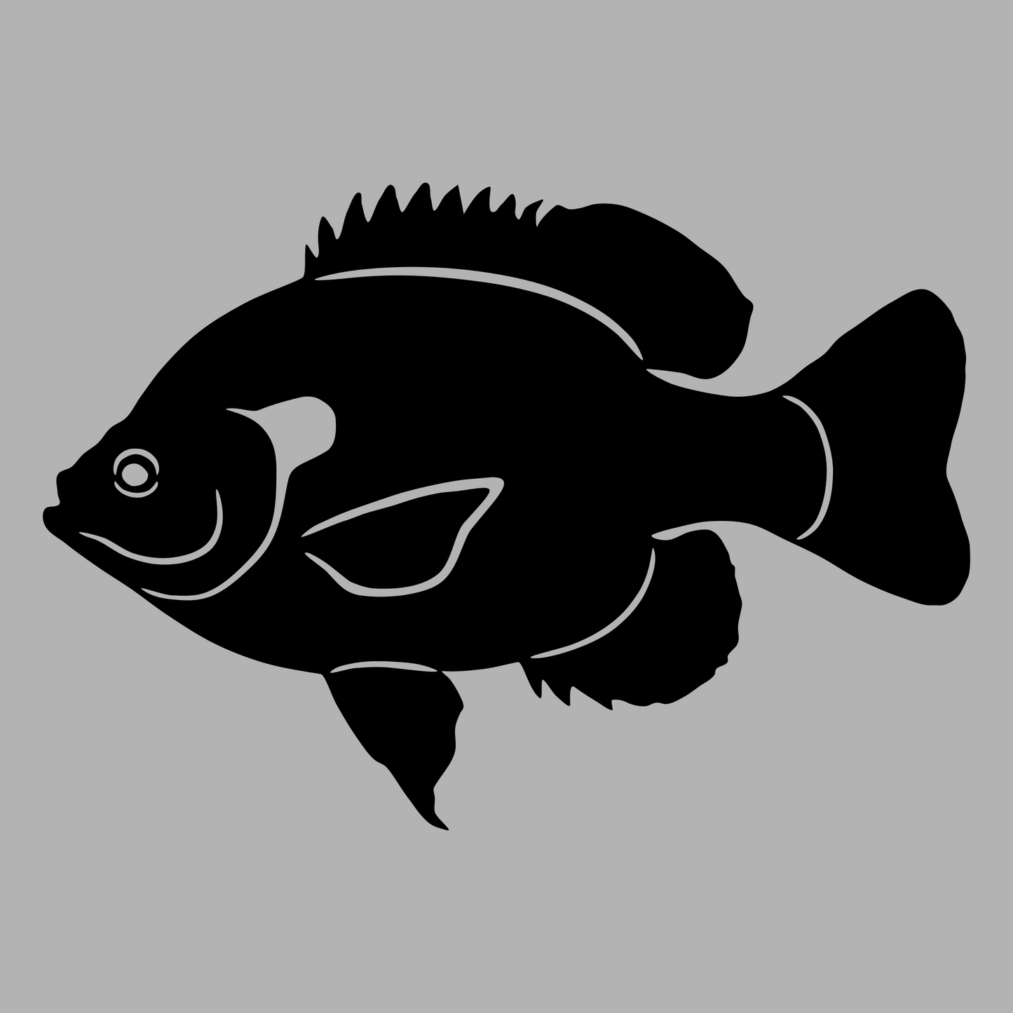 Bluegill Black Vinyl Decal Design Left Facing