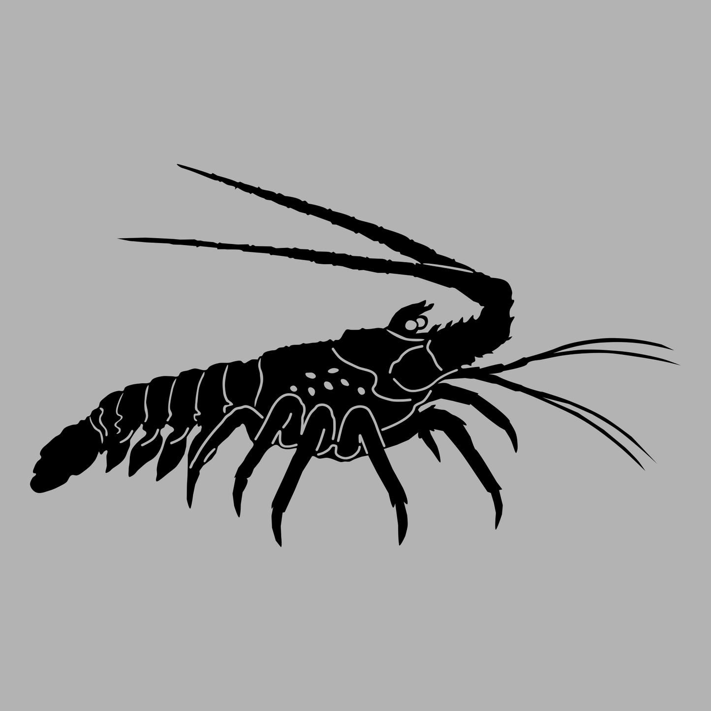 Spiny Lobster Vinyl Decal Design Black Right Facing