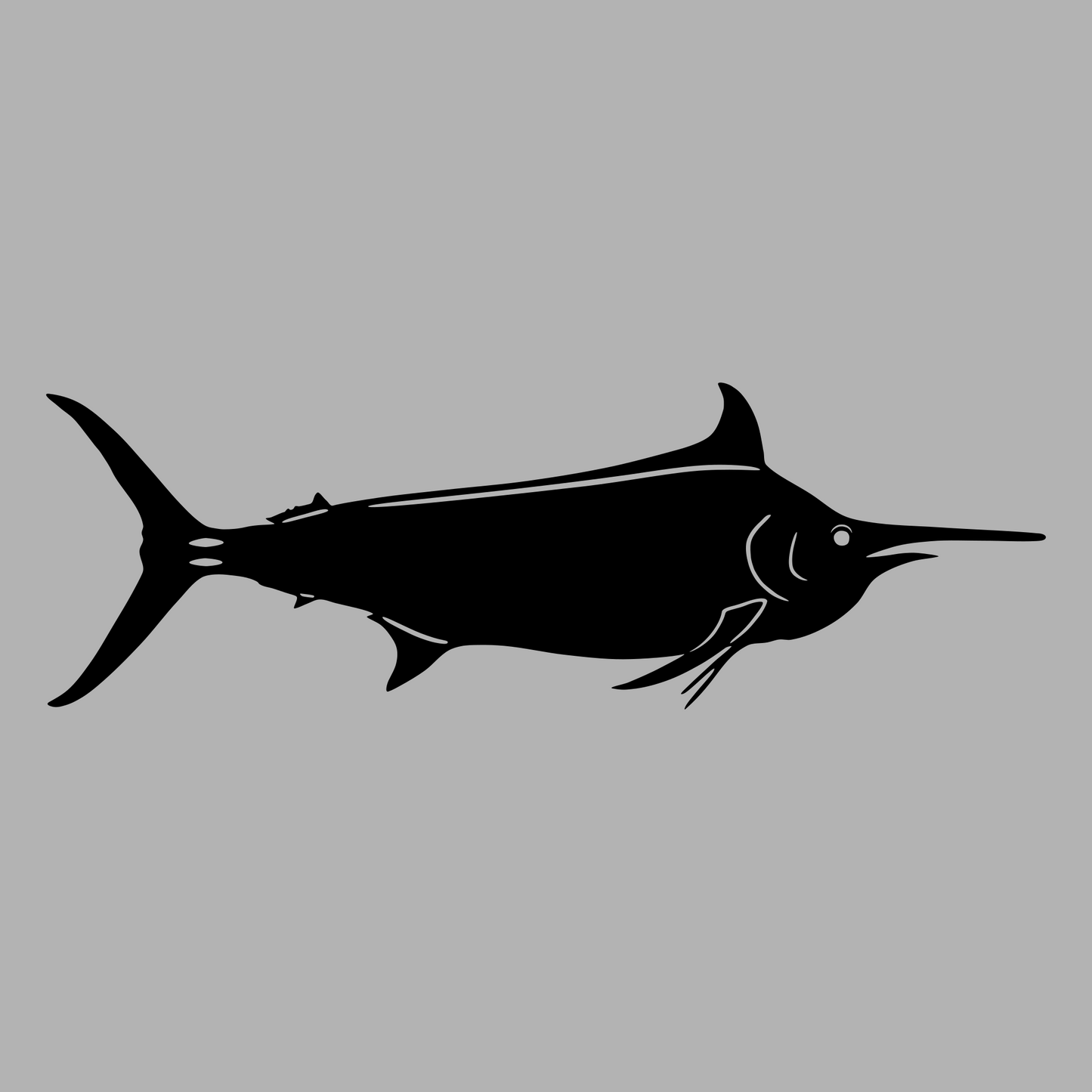 Black Marlin Vinyl Decal Design Black Right Facing