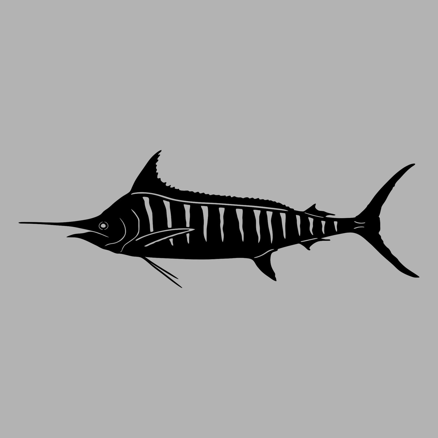 Blue Marlin Vinyl Decal Design Black Left Facing