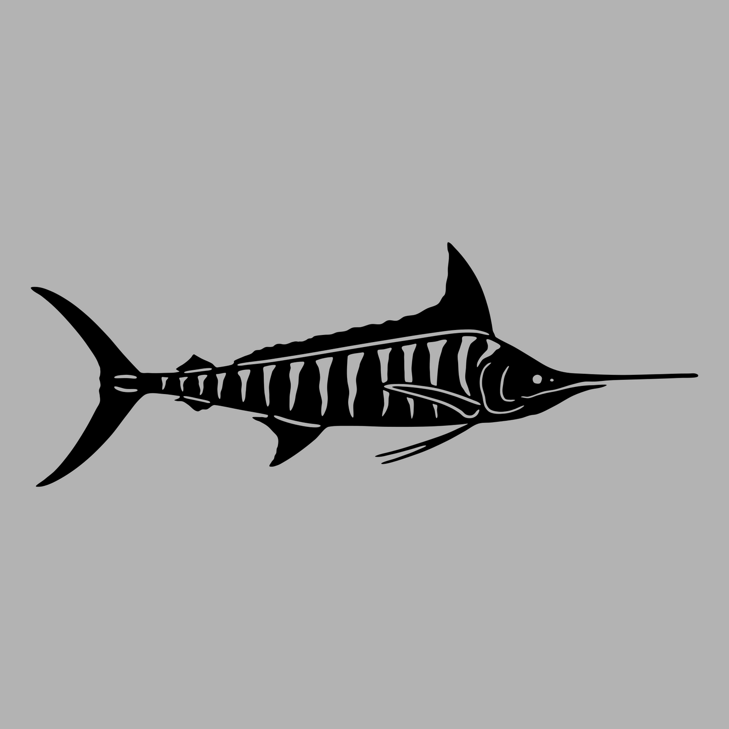 Striped Marlin Vinyl Decal Design Black Right Facing