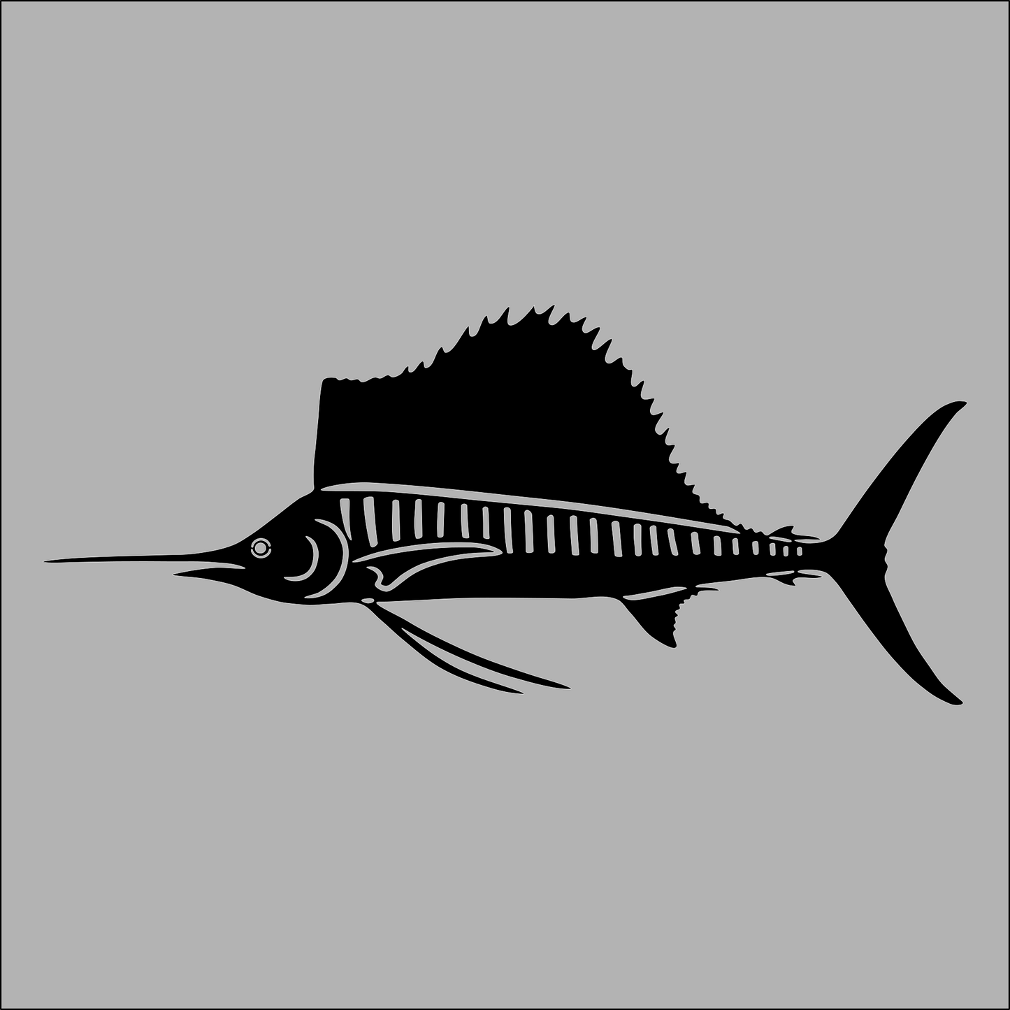 Sailfish Vinyl Decal Design Black Left Facing