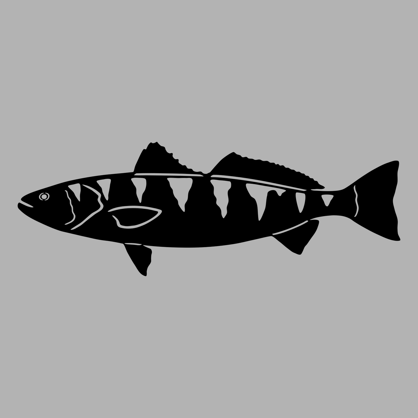 White Seabass Vinyl Decal Design Black Left Facing