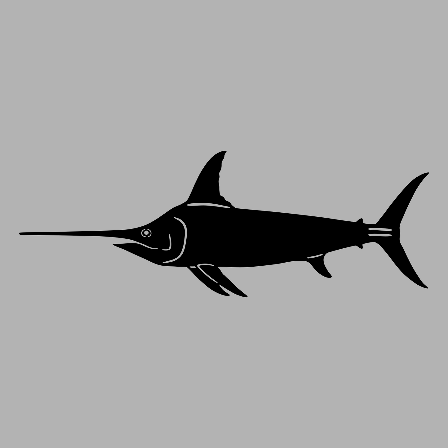 Swordfish Vinyl Decal Design Black Left Facing