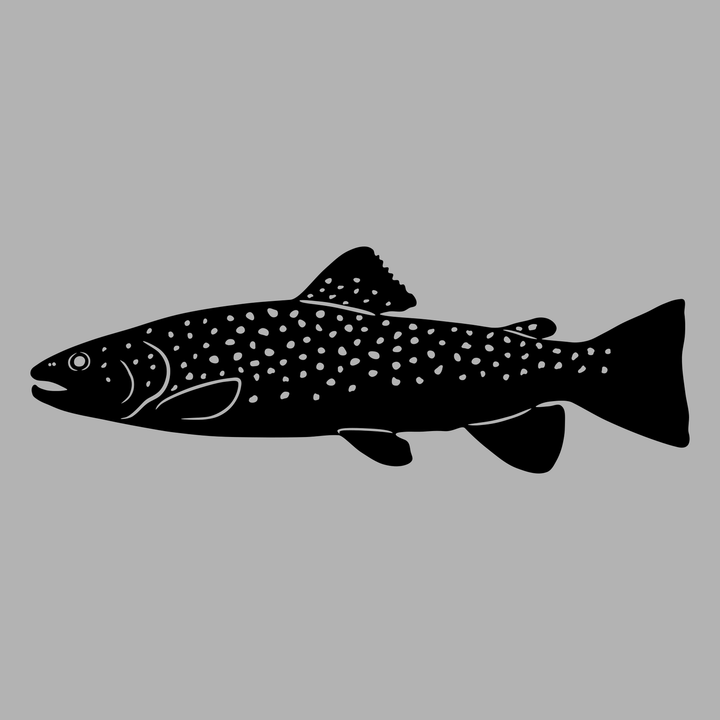Brown Trout Vinyl Decal Design Black Left Facing