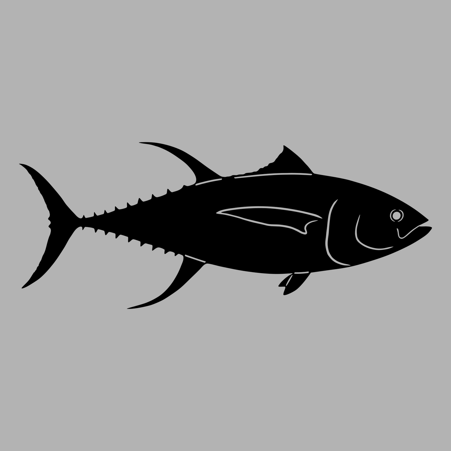 Yellowfin Tuna Vinyl Decal Design Black Right Facing
