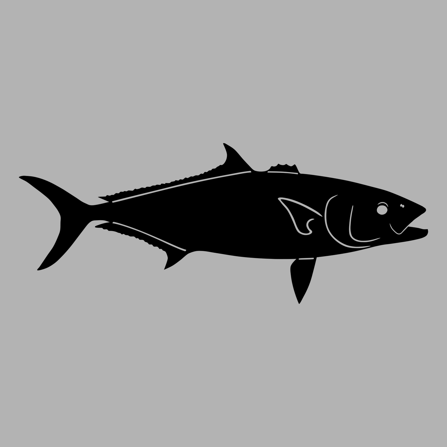 Yellowtail / Kingfish Vinyl Decal Design Black Right Facing